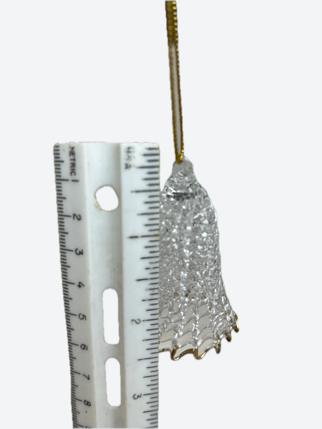 Clear Glass Bell Christmas Ornament with Gold Trim - photo 3