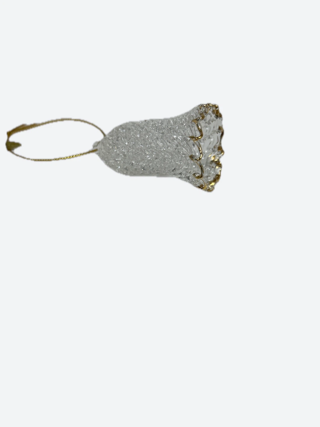 Clear Glass Bell Christmas Ornament with Gold Trim - photo 5