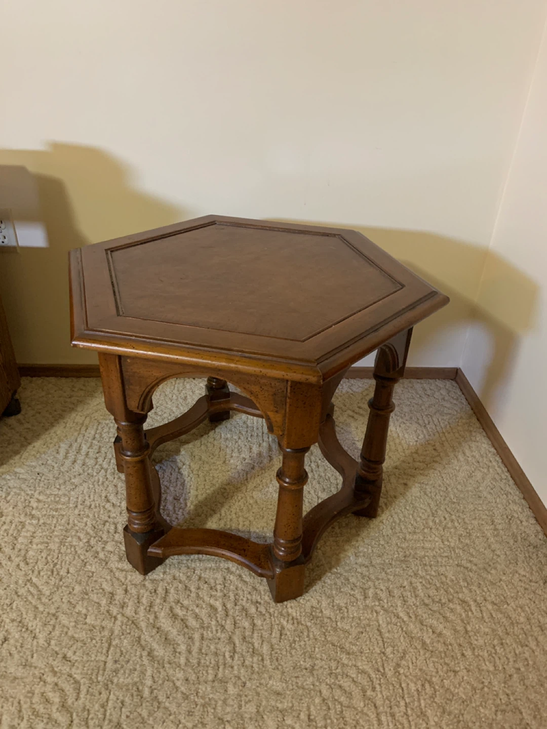 Wooden Hexagonal End Table