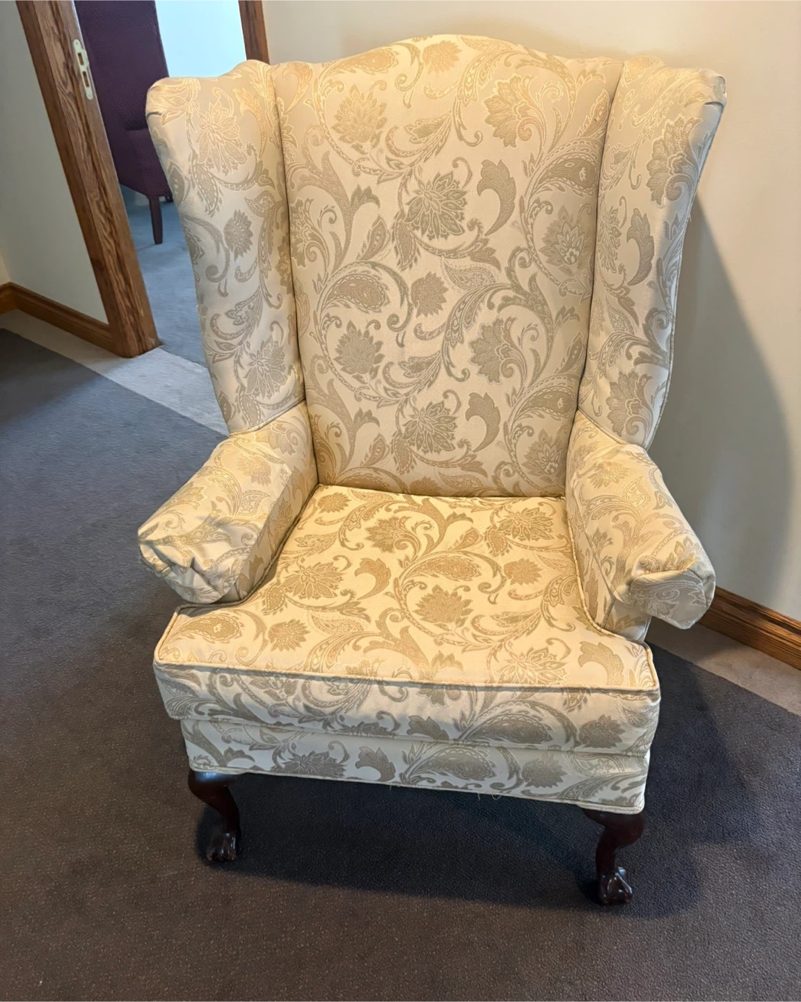 Wingback Armchair with Floral Pattern - photo 2