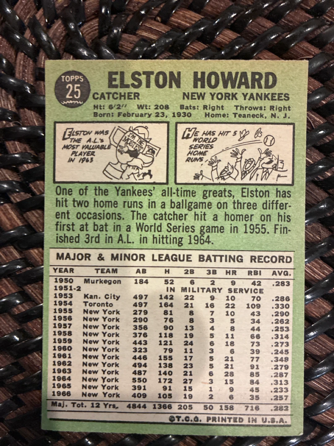 1967 Elston Howard Baseball Card - photo 2