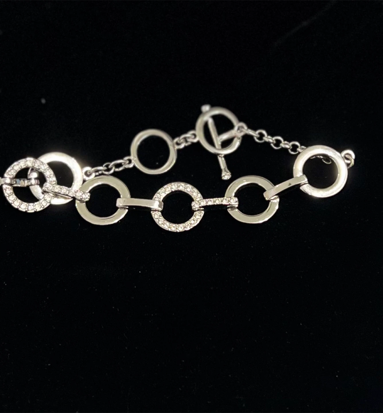 Swarovski Silver Tone Circle Link Bracelet