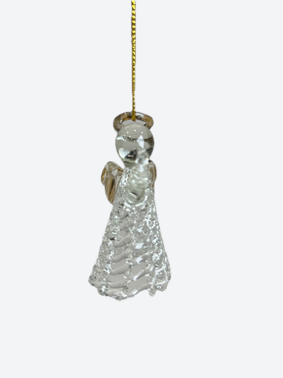 Clear Glass Angel Ornament with Gold Accents