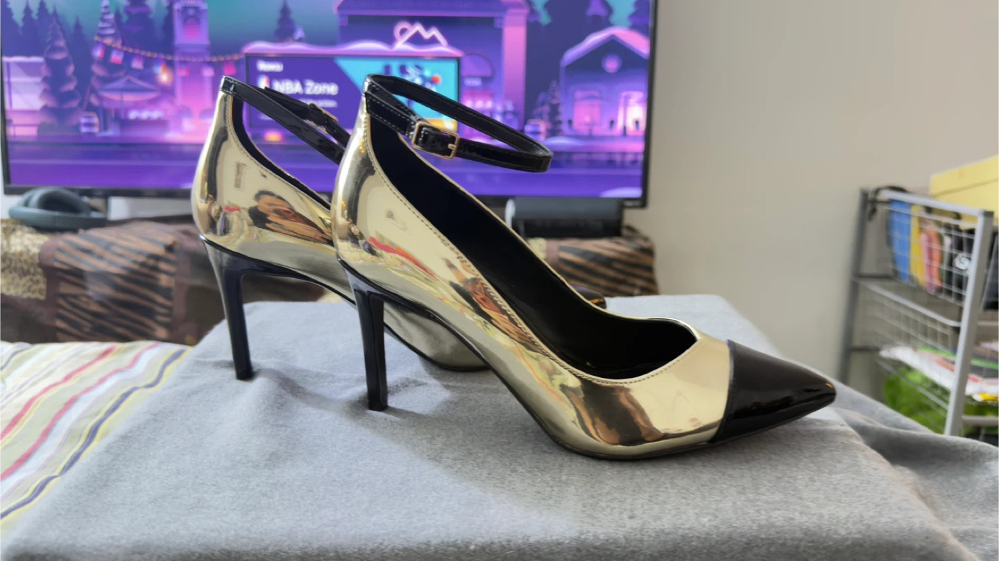 Nine West Women's Gold & Black High Heel Pumps - photo 5