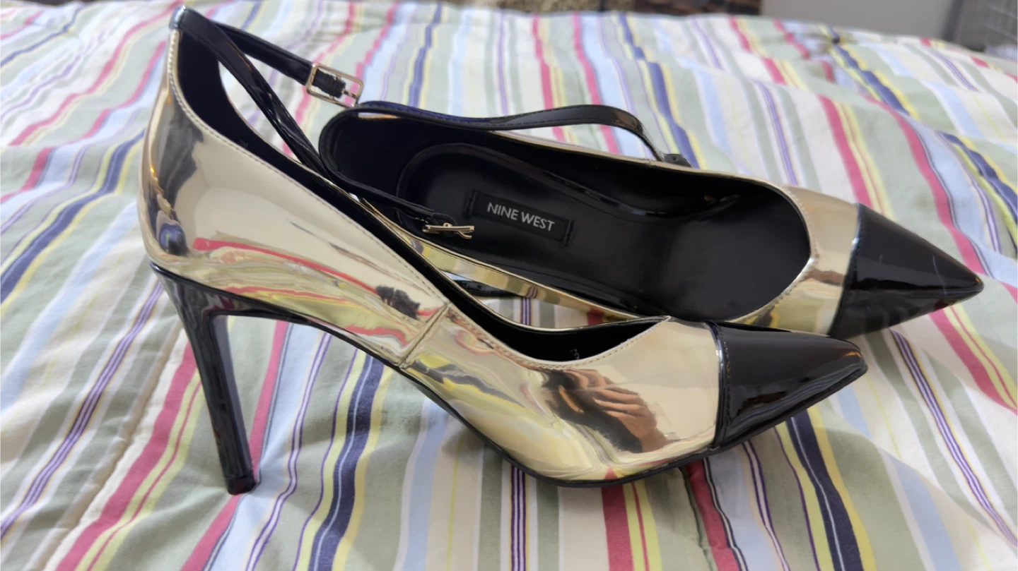 Nine West Women's Gold & Black High Heel Pumps