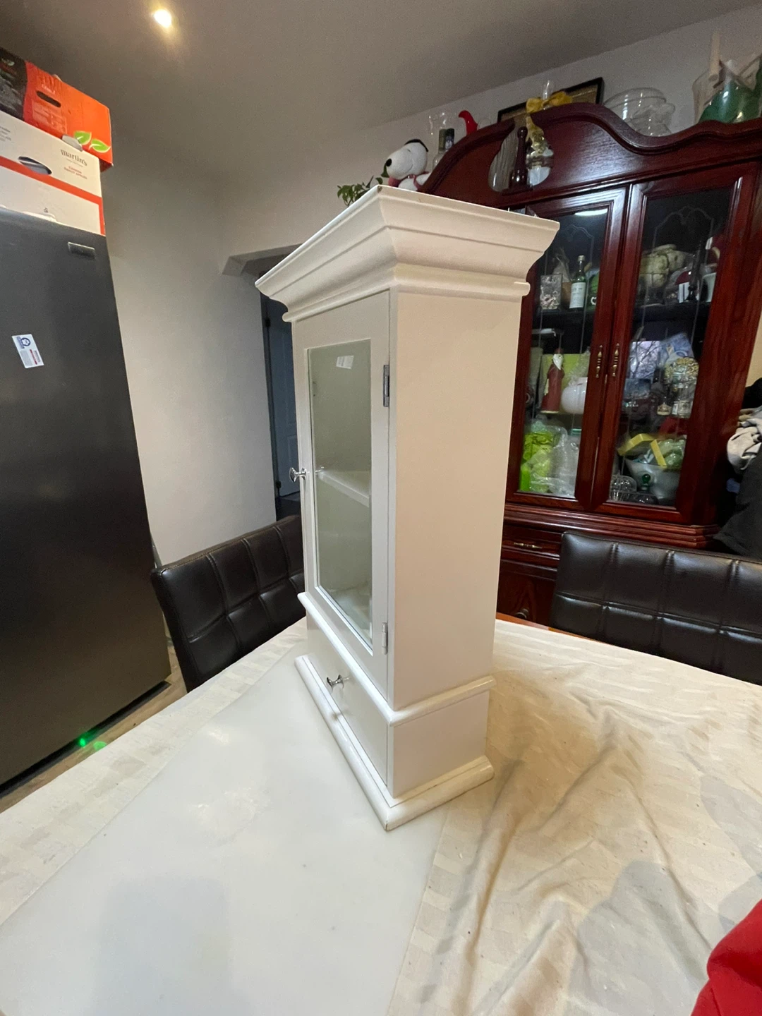 White Wall Cabinet with Glass Door and Drawer - photo 2