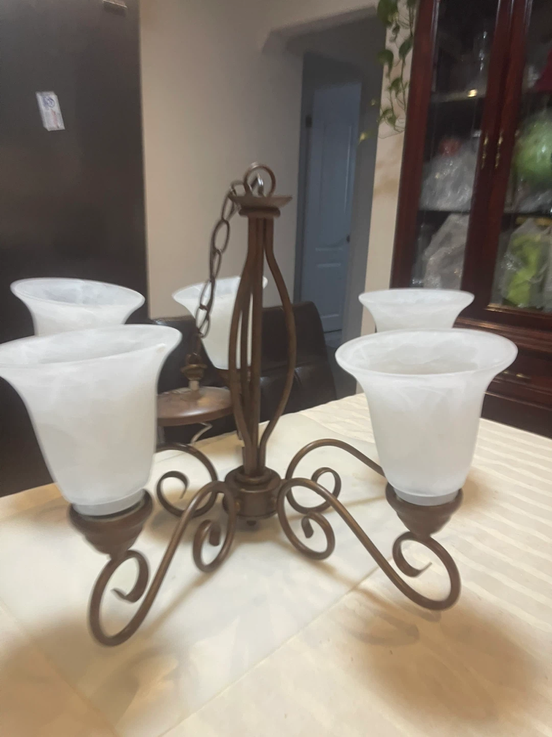 5-Light Chandelier with Frosted Glass Shades - photo 2