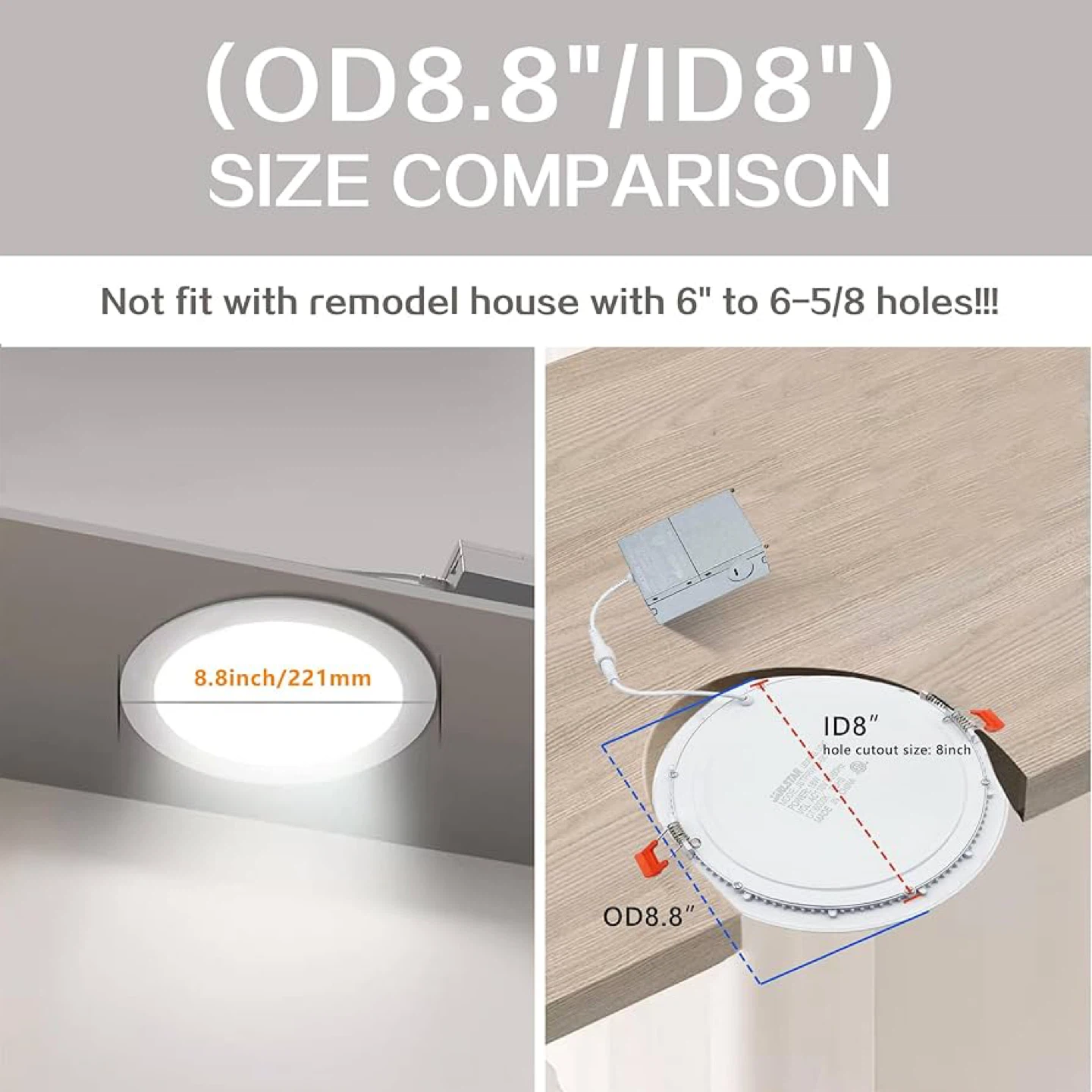8 Inch LED Recessed Light with Junction Box,12Pack Ultra Thin - photo 5