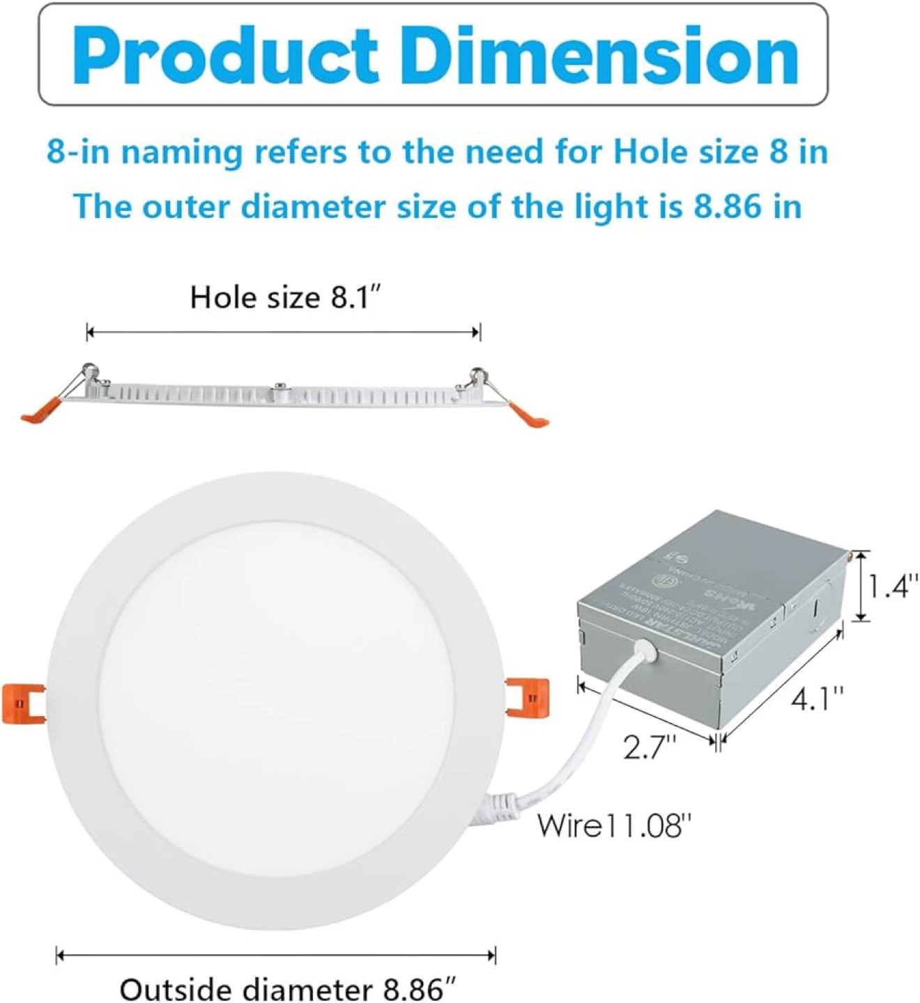 8 Inch LED Recessed Light with Junction Box,12Pack Ultra Thin - photo 4