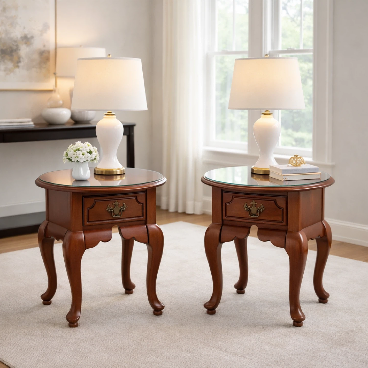 End Table with Drawer and Glass Top