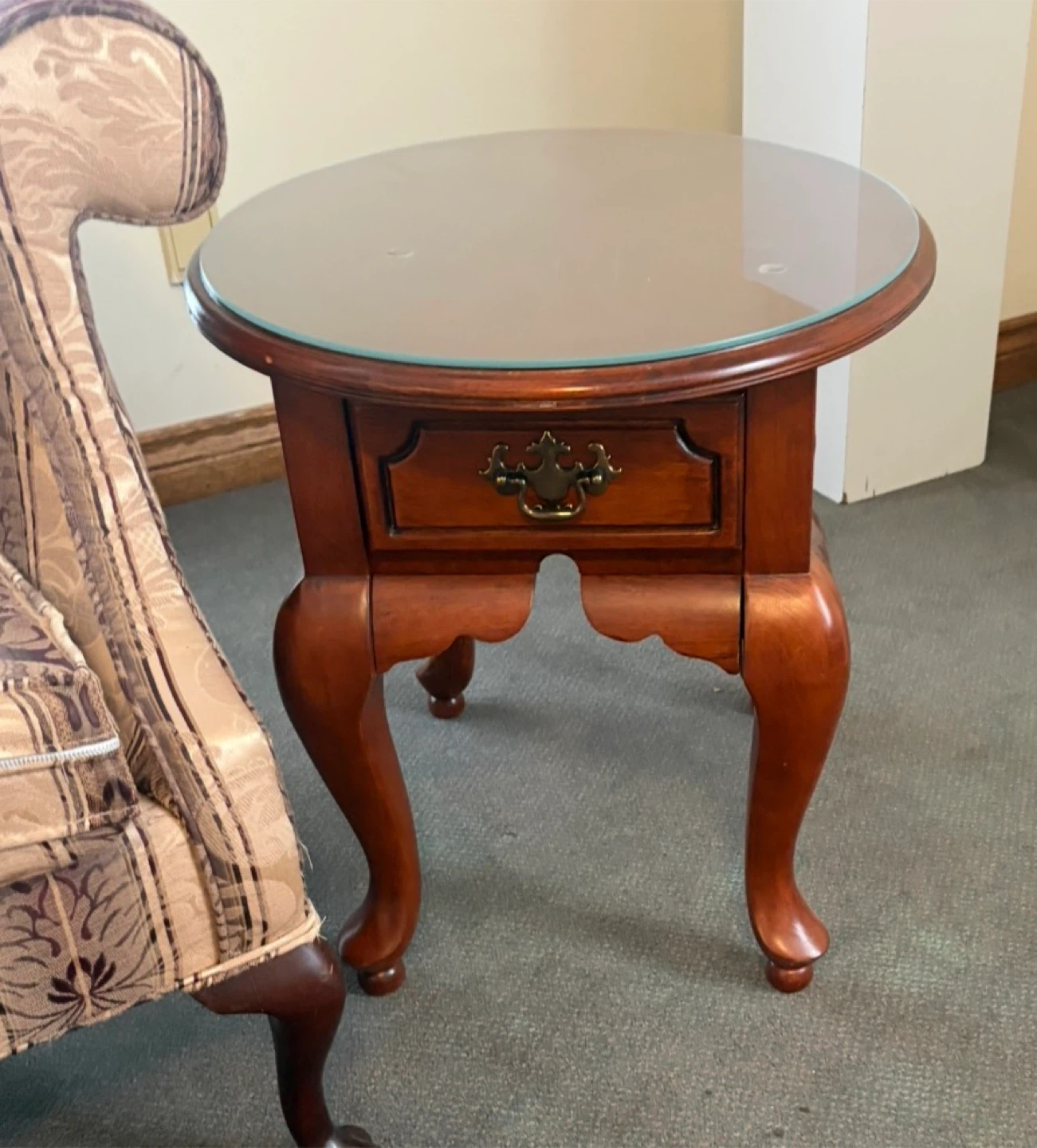 End Table with Drawer and Glass Top - photo 2