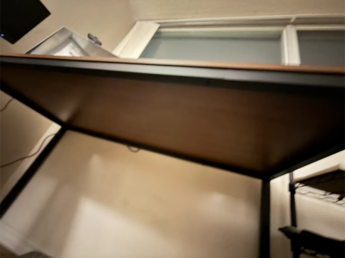 Office Desk with wooden top and metal frame
