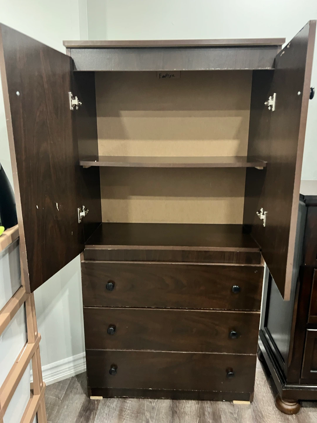 Dark Wood Dresser with Cabinet Top - photo 3