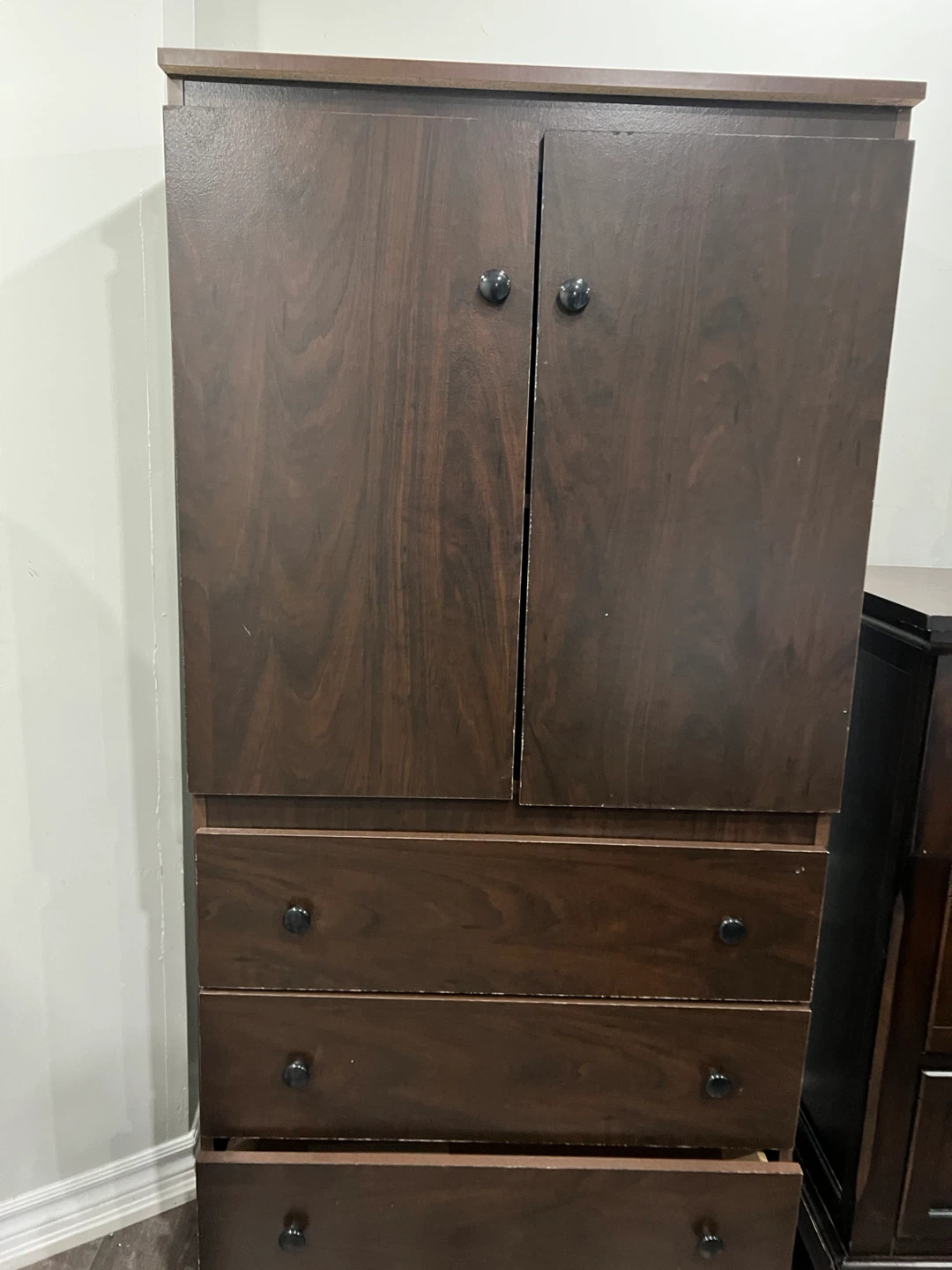 Dark Wood Dresser with Cabinet Top - photo 4