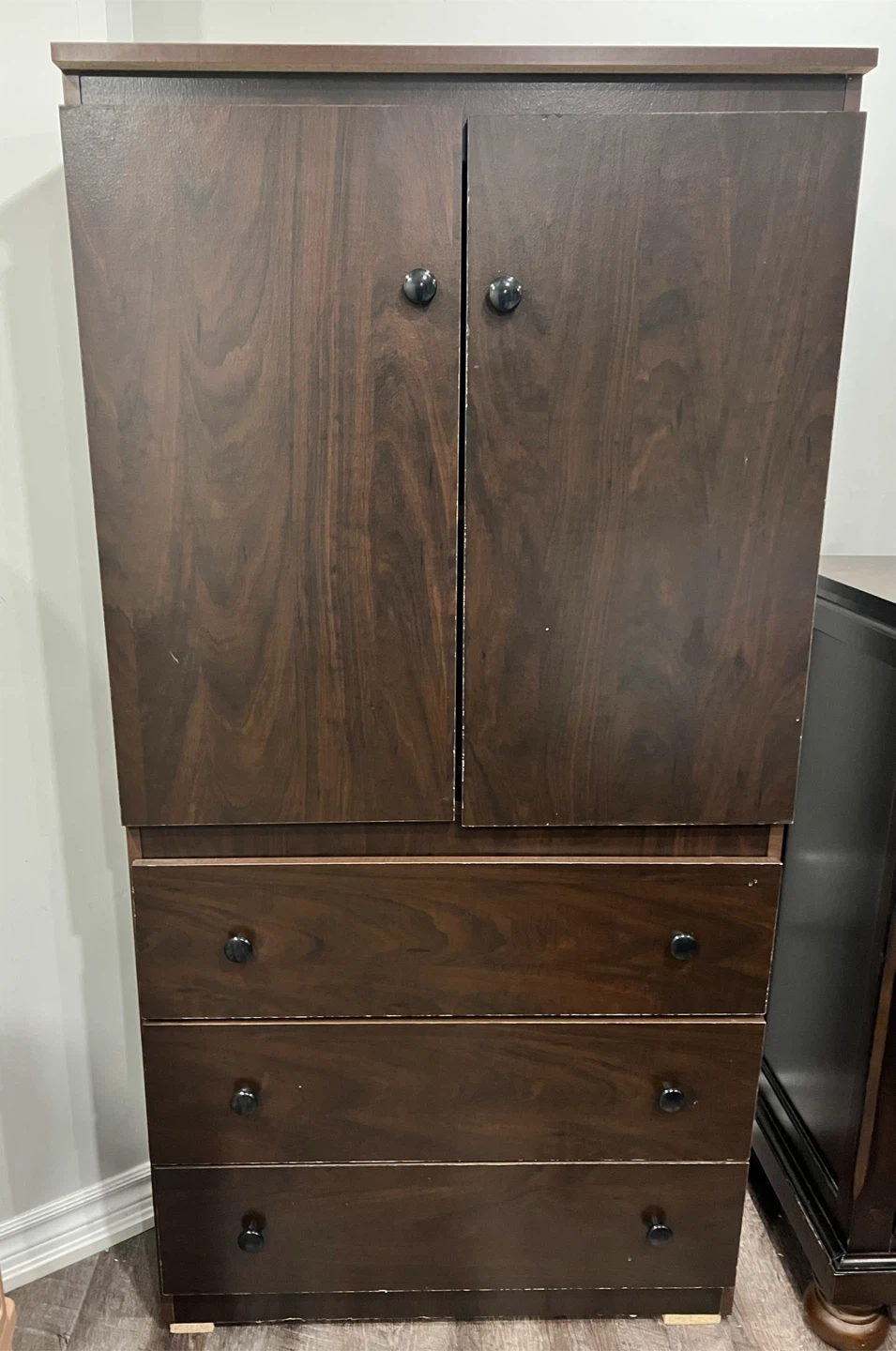 Dark Wood Dresser with Cabinet Top