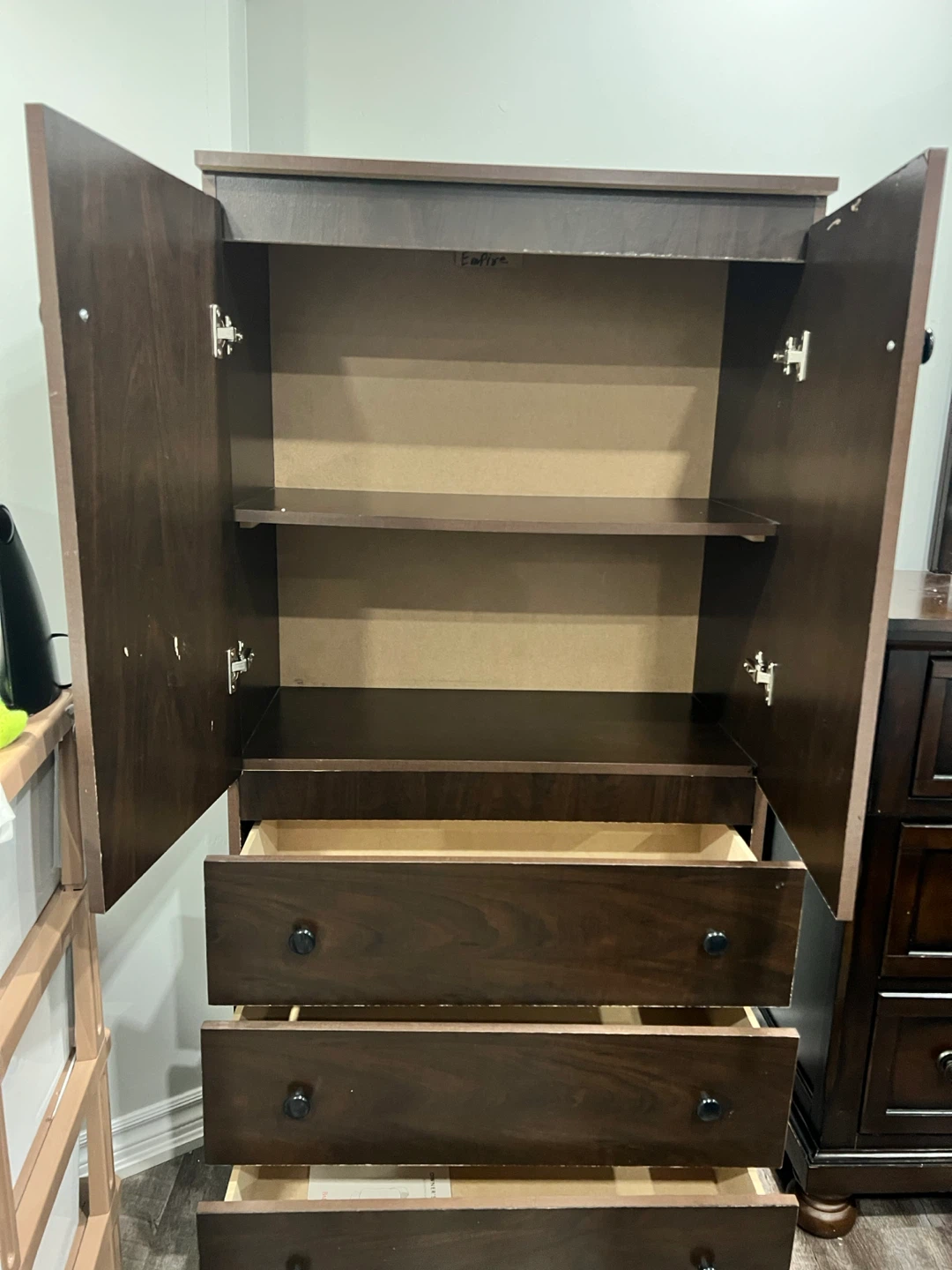 Dark Wood Dresser with Cabinet Top - photo 2