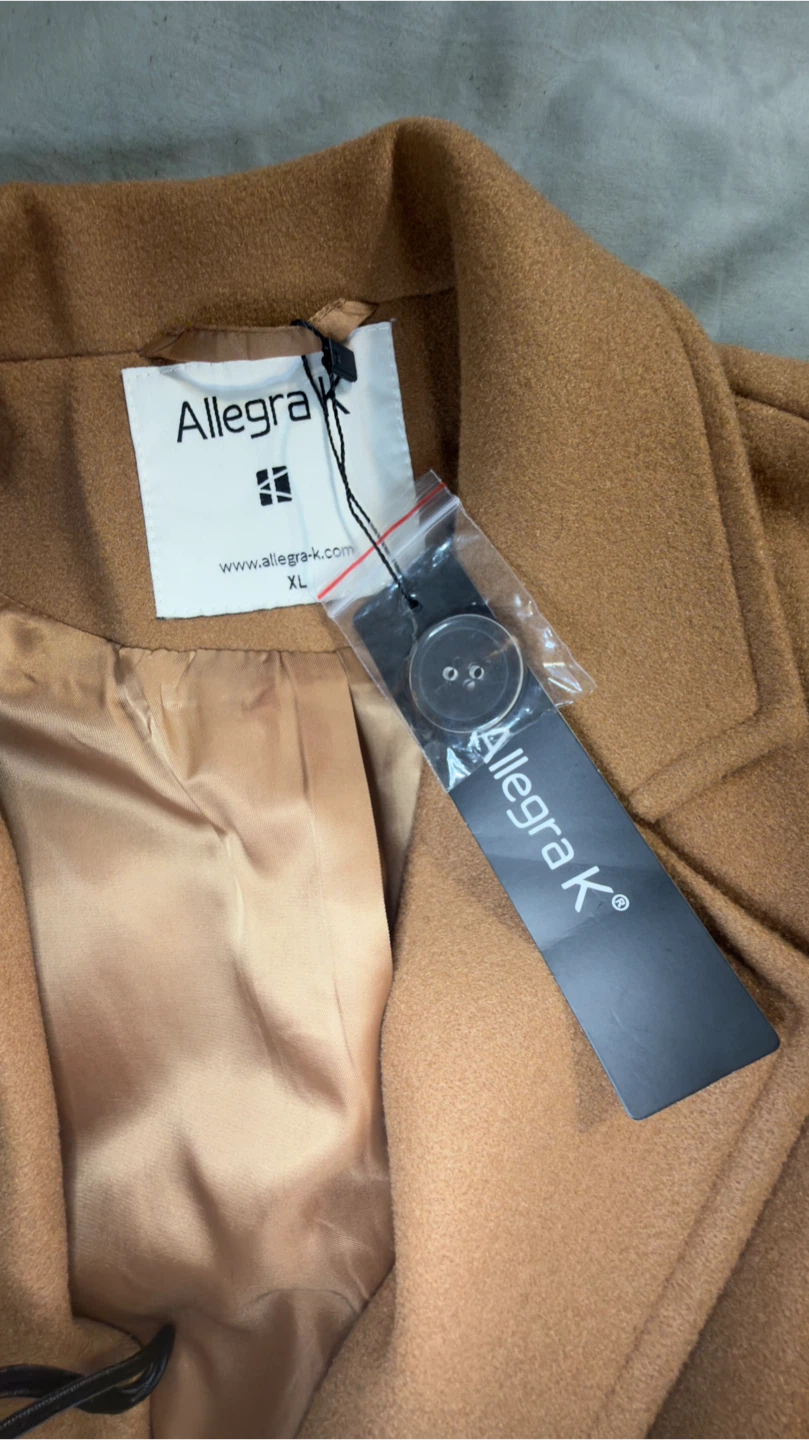 Allegra K Camel Wool Blend Coat - Size XL - photo 5