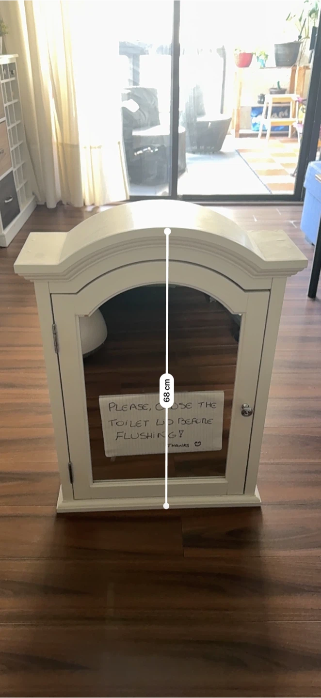 White Wall Cabinet with Mirror Door
