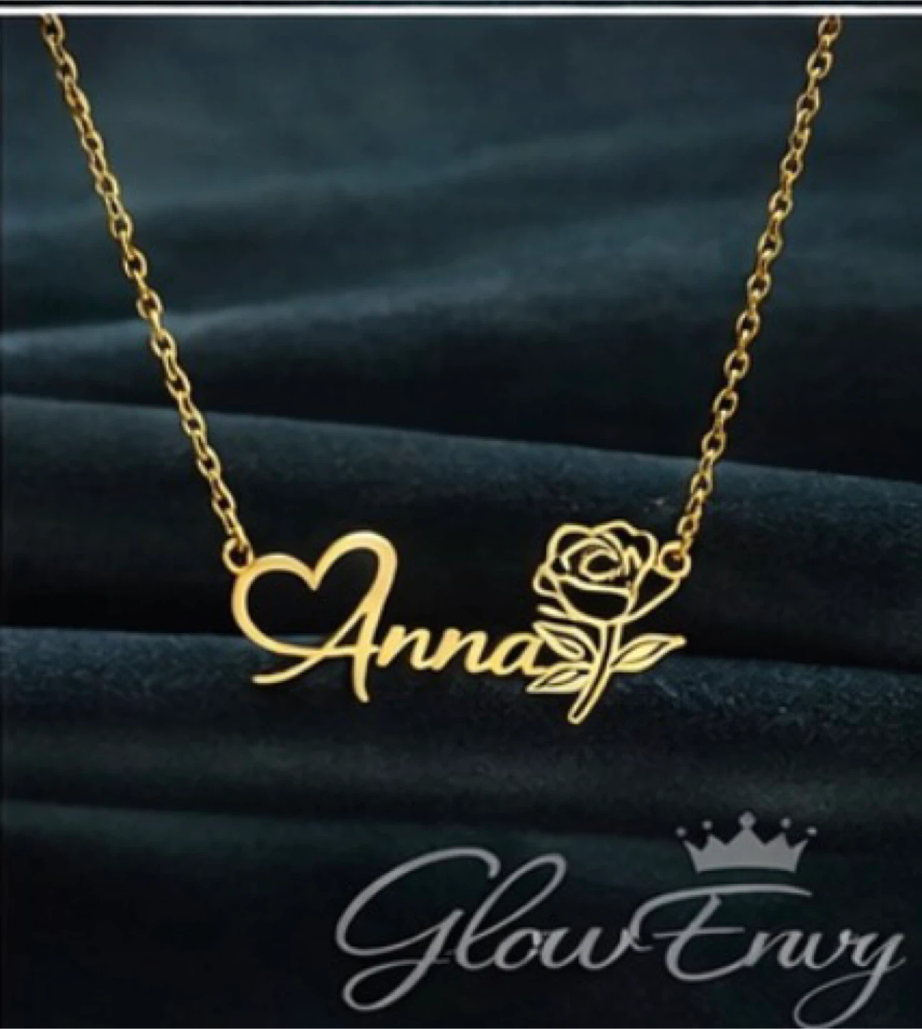 Glow Envy Custom Name Necklace - Gold Tone