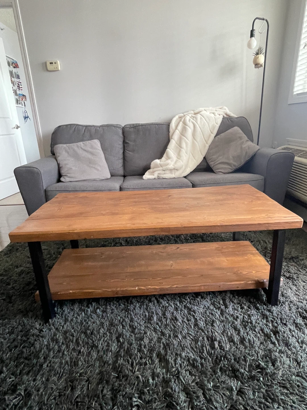 Rustic Wooden Coffee Table with Lower Shelf - photo 2