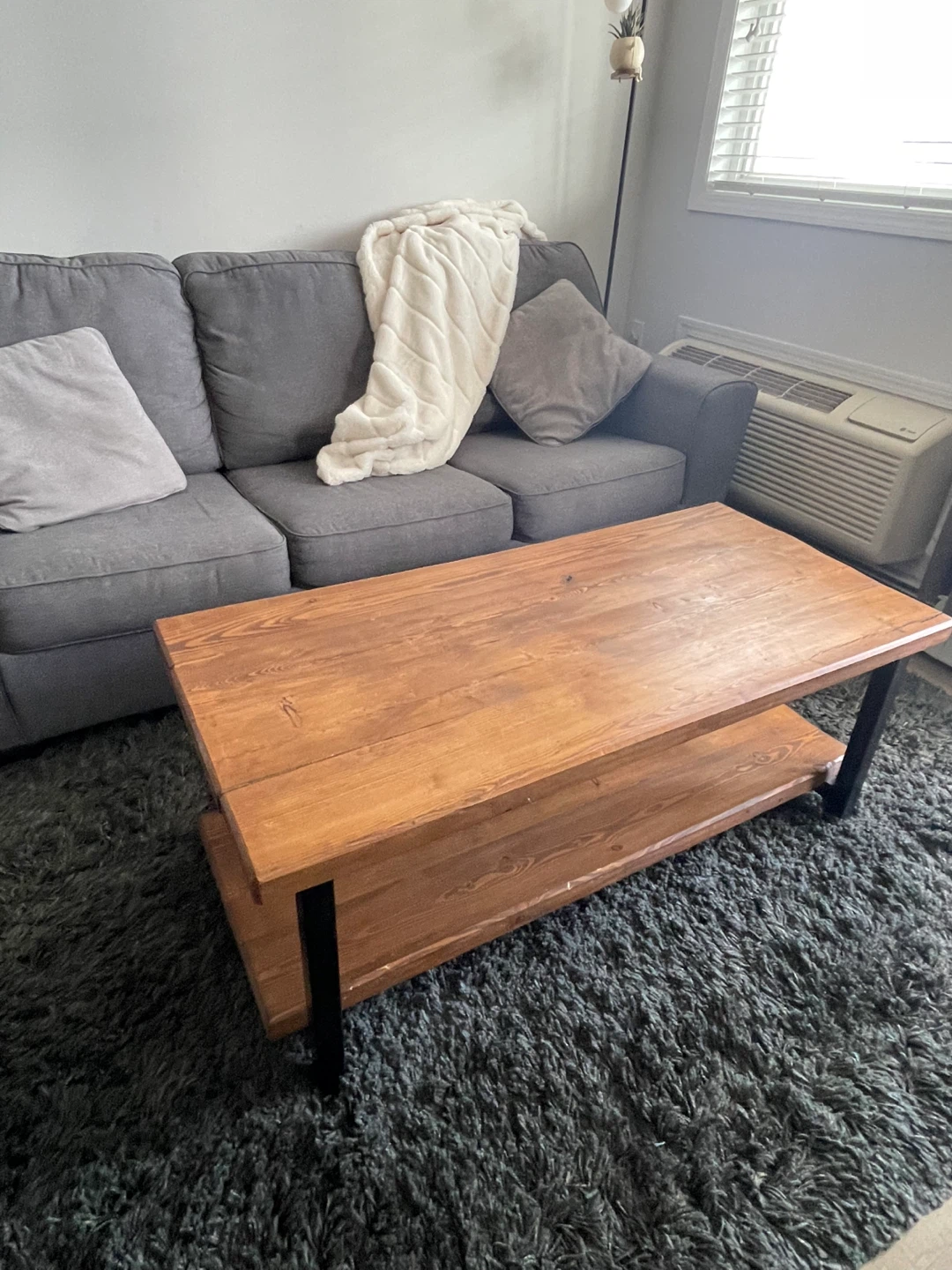 Rustic Wooden Coffee Table with Lower Shelf
