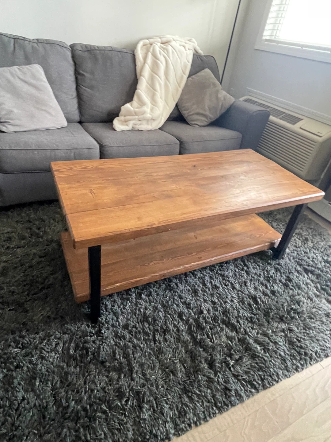 Rustic Wooden Coffee Table with Lower Shelf - photo 3