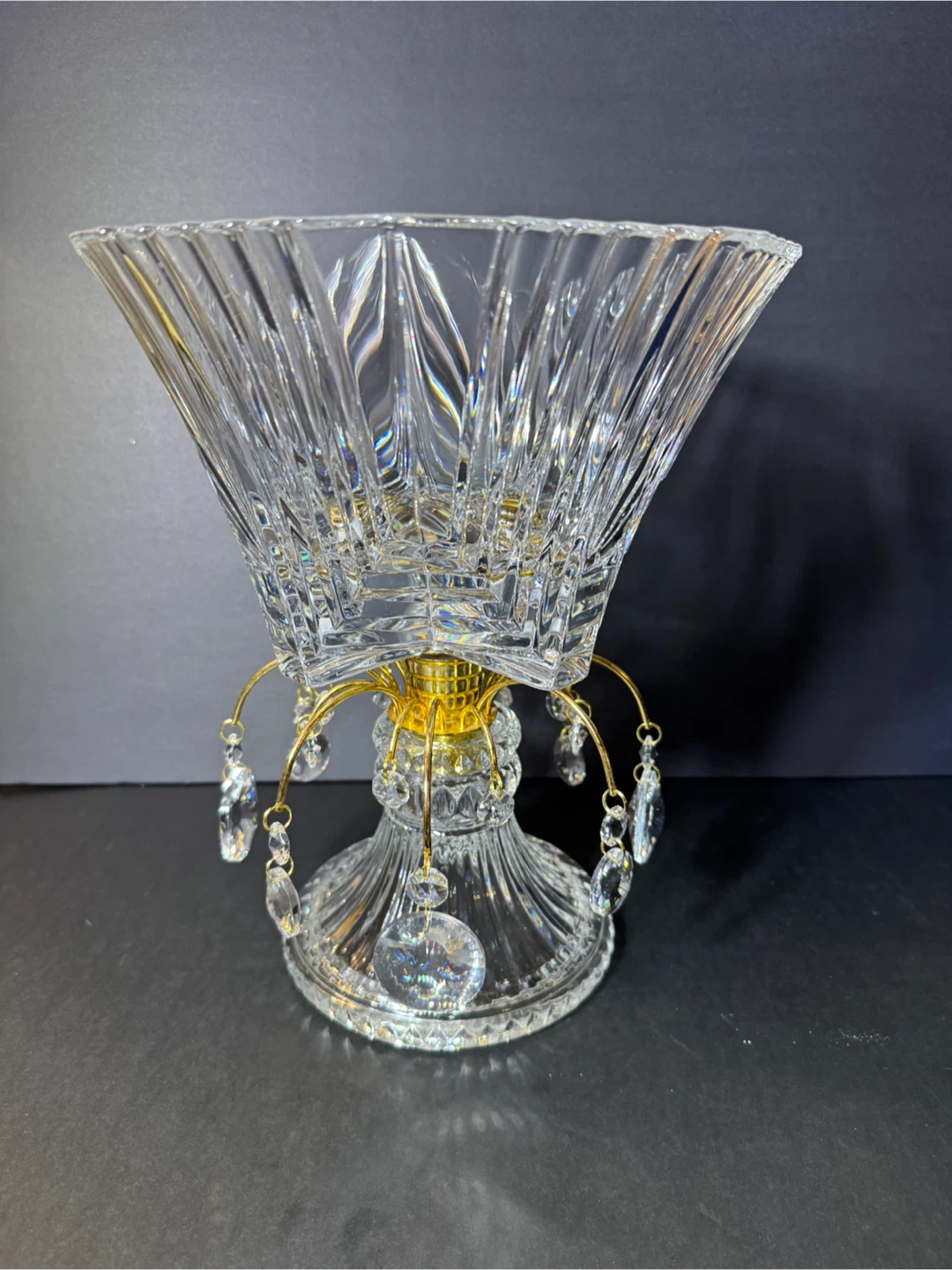 Crystal Glass Centrepiece with Hanging Jewels