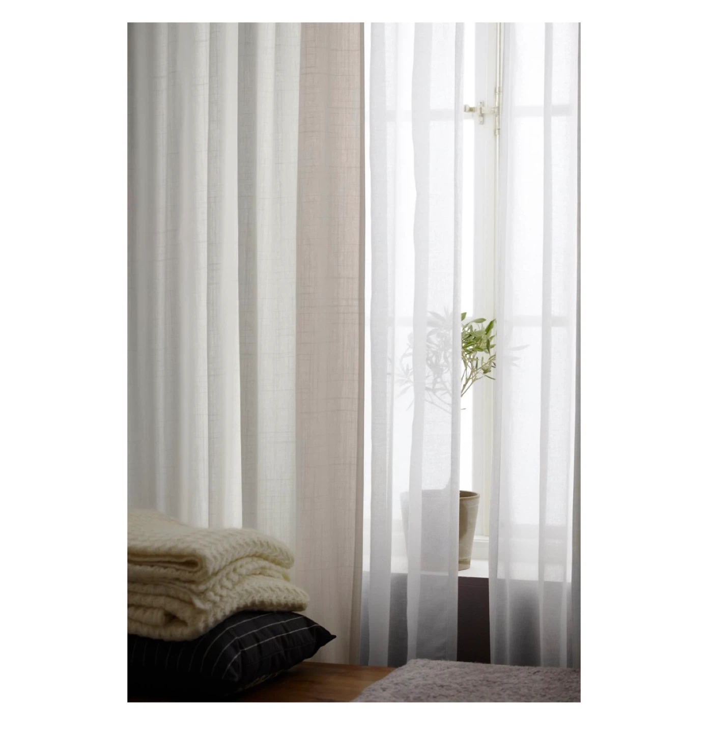 IKEA RITVA Curtains with Tie-backs - White, 3 Pair - photo 5