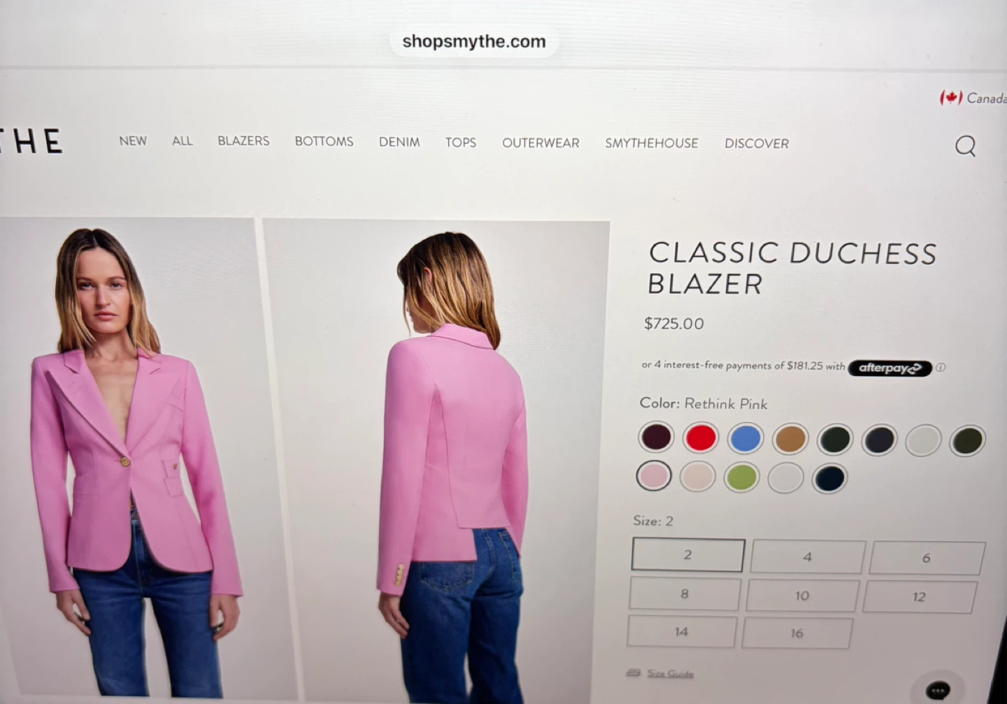 SMYTHE Classic Duchess Blazer - Rethink Pink - Size 6 - photo 2