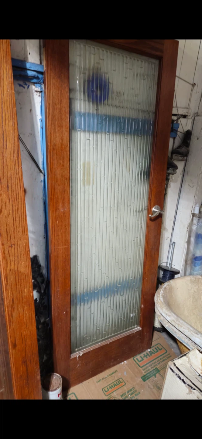 Vintage Oak Wood Glass Pane Interior Door - photo 3