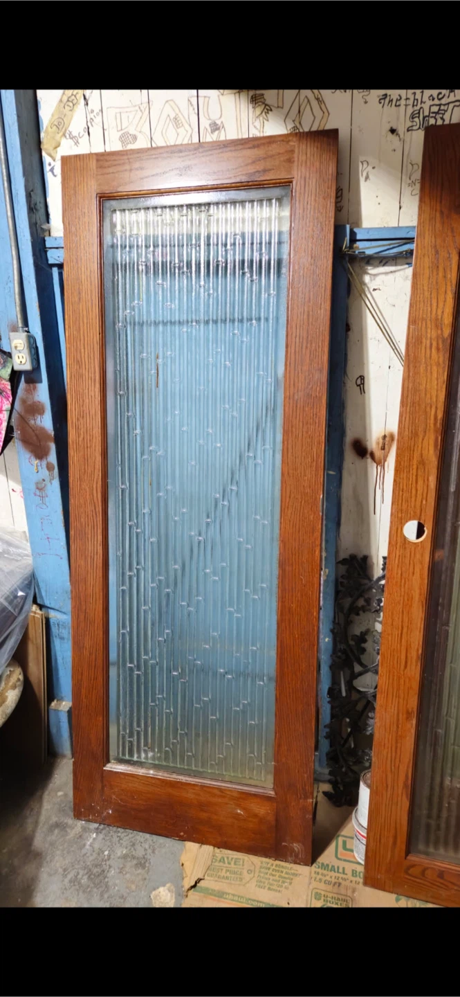 Vintage Oak Wood Glass Pane Interior Door - photo 2