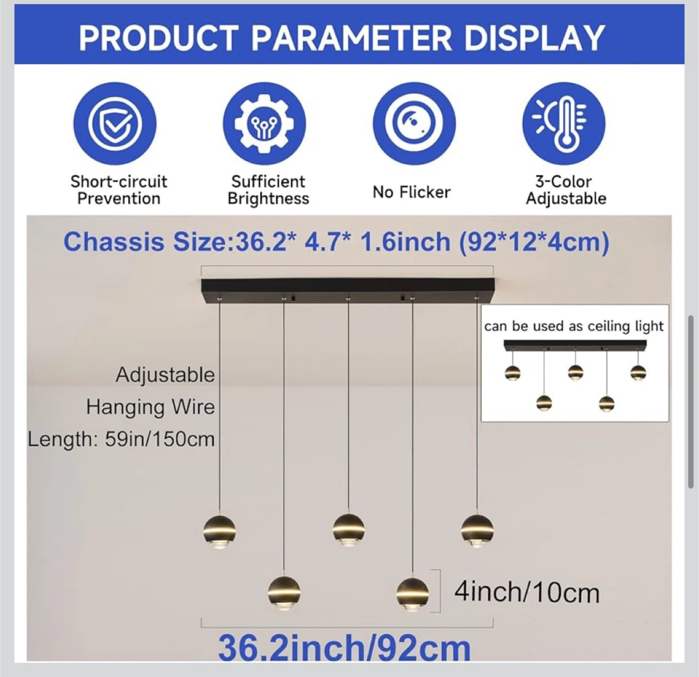 Modern 5-Light Pendant Chandelier with Remote - photo 3