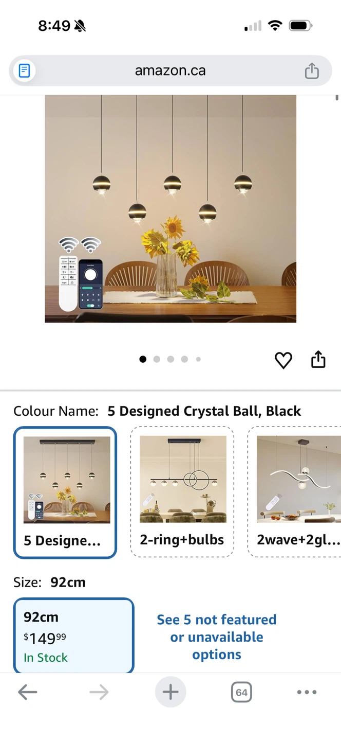 Modern 5-Light Pendant Chandelier with Remote - photo 5