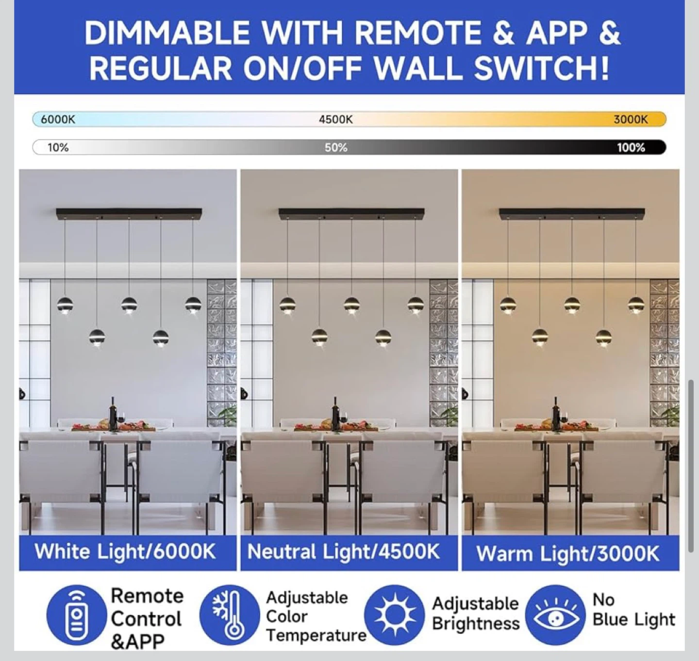 Modern 5-Light Pendant Chandelier with Remote - photo 4