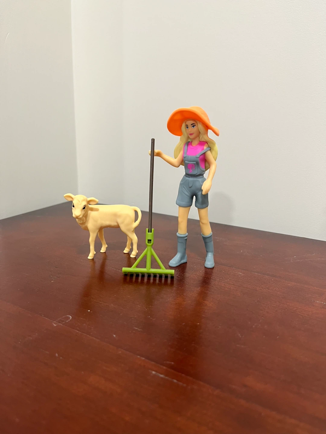 Barbie Farm Figure with Calf and Rake