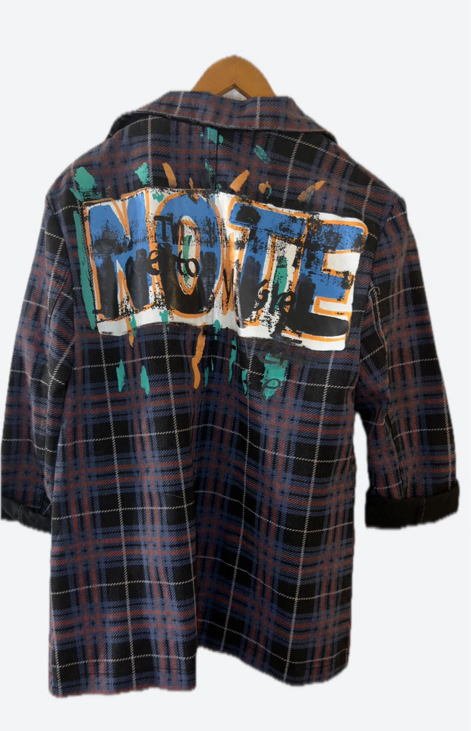 Ma Cherie Plaid Blazer Jacket with Graffiti Print - photo 2