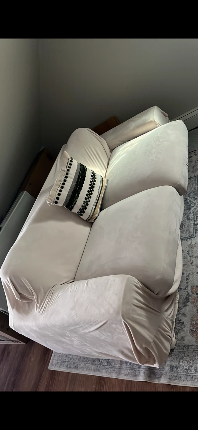 Light Beige Couch Cover with Decorative Pillow