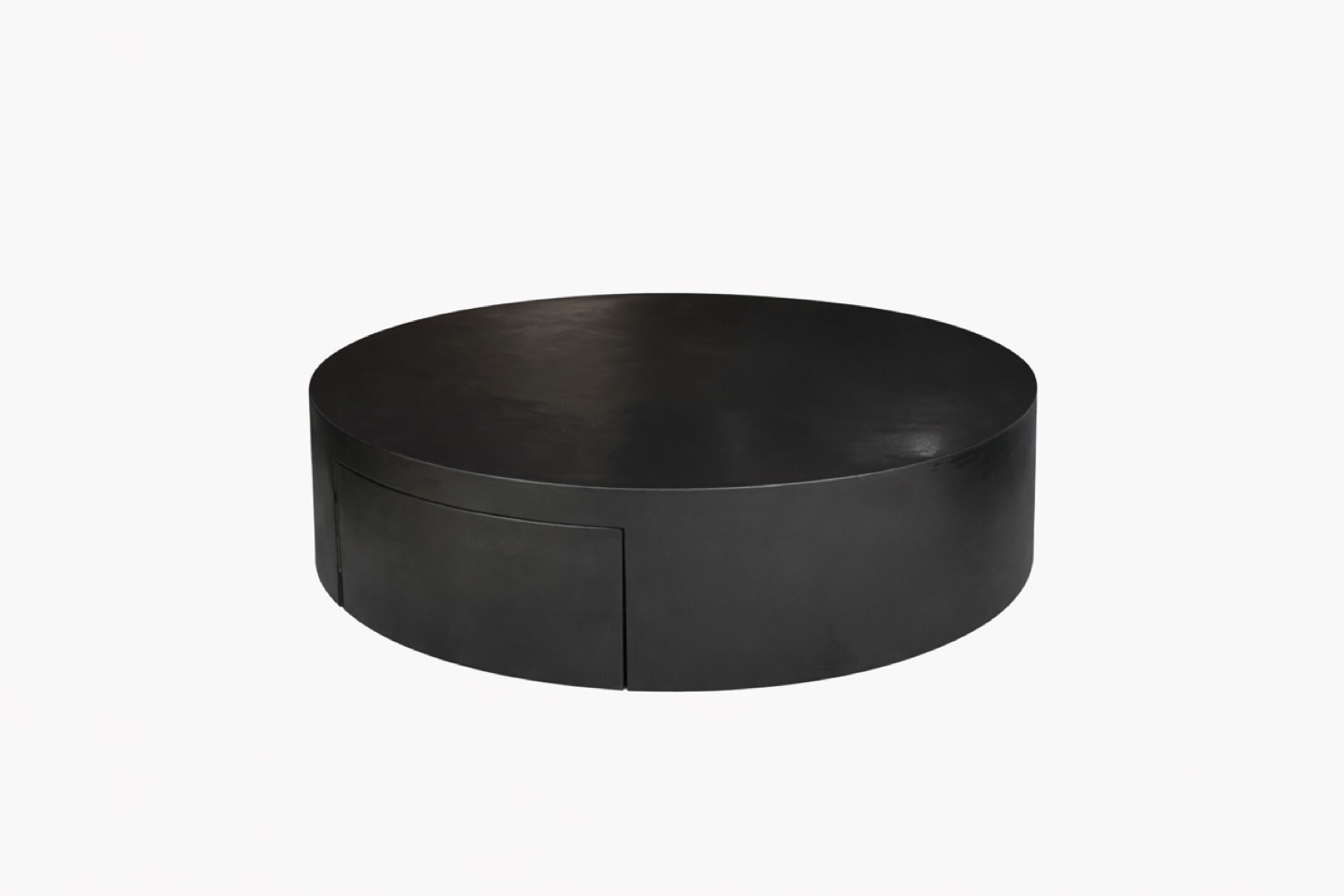 Black Round Coffee Table with Storage - photo 2