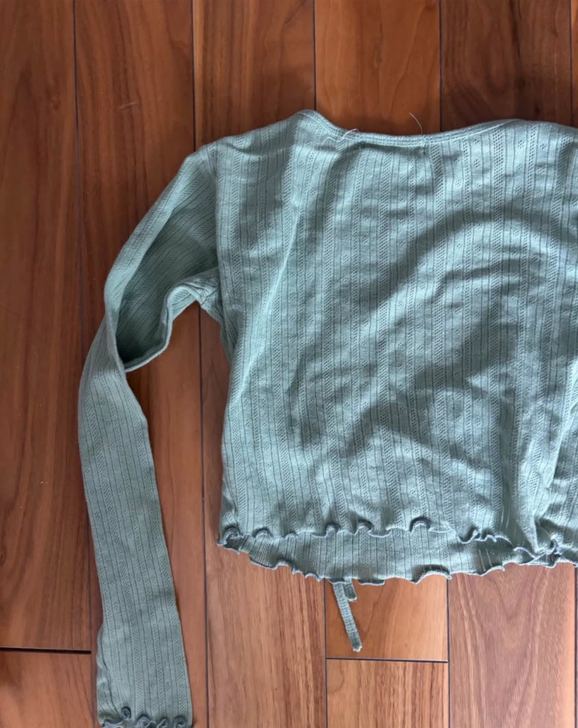 Sage Green Ribbed Wrap Top - photo 4