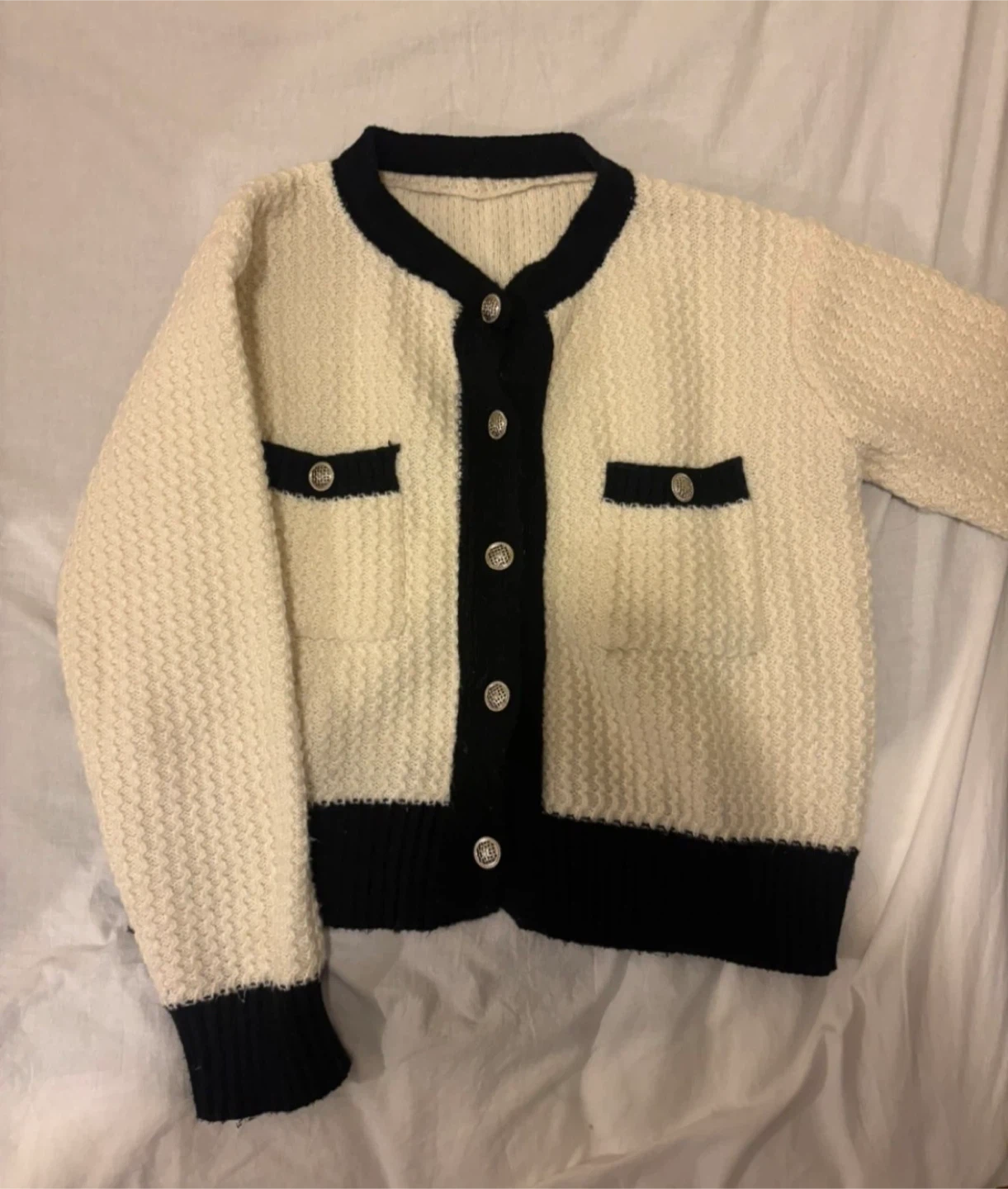 Cream and Black Button Up Cardigan - photo 2