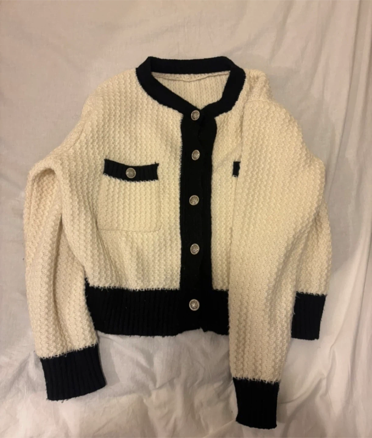 Cream and Black Button Up Cardigan - photo 3