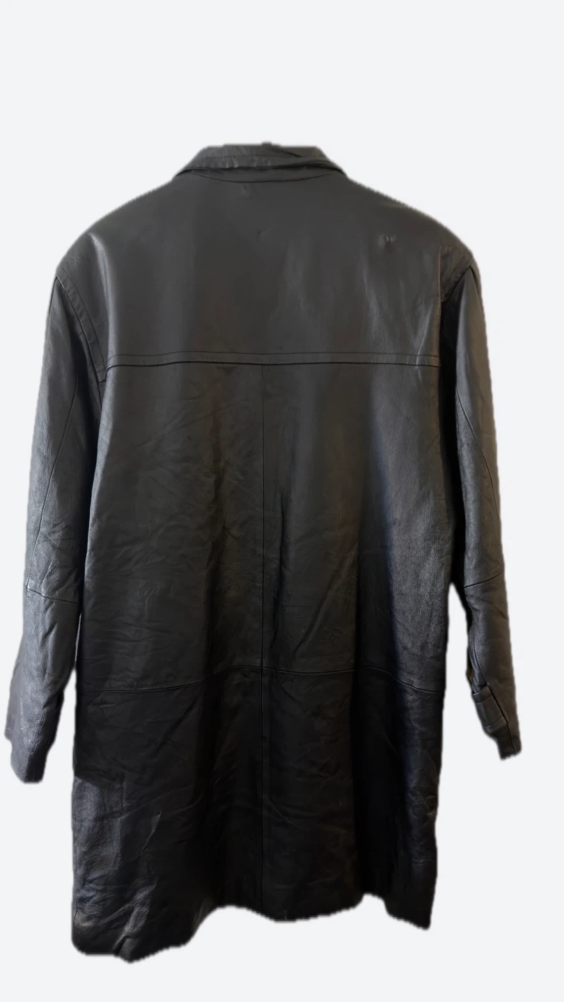 Worthington Black Leather Trench Coat with Yellow Accents - photo 3