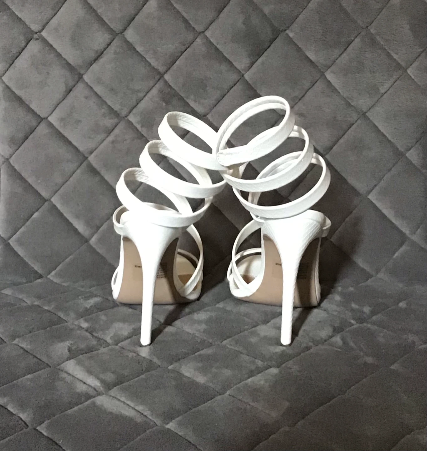 White Strappy Spiral Heels - photo 3