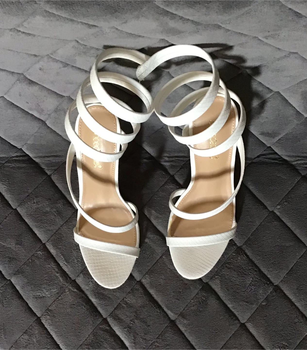 White Strappy Spiral Heels - photo 4