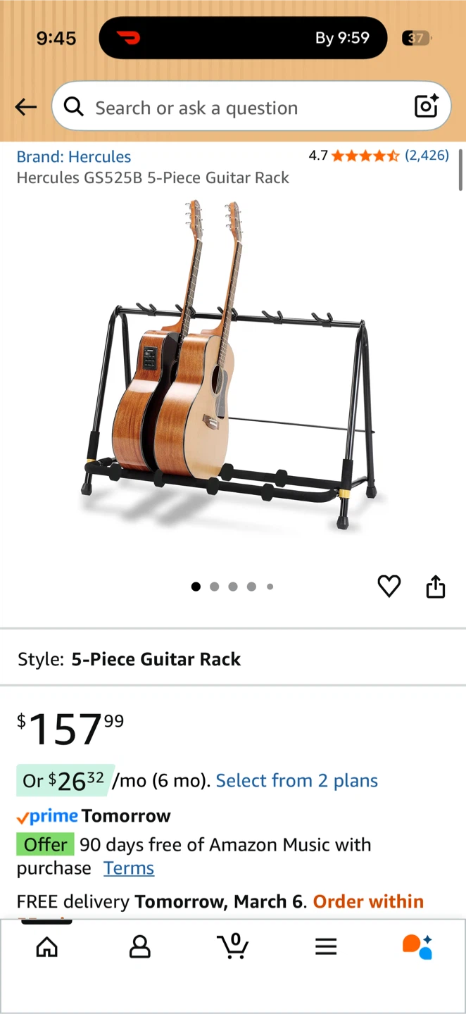 Hercules GS525B 5-Piece Guitar Rack