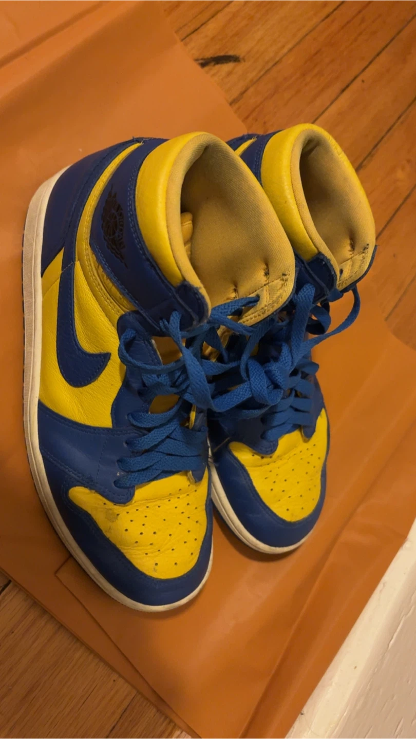 Nike Air Jordan 1 High Sneakers - Blue & Yellow - photo 4