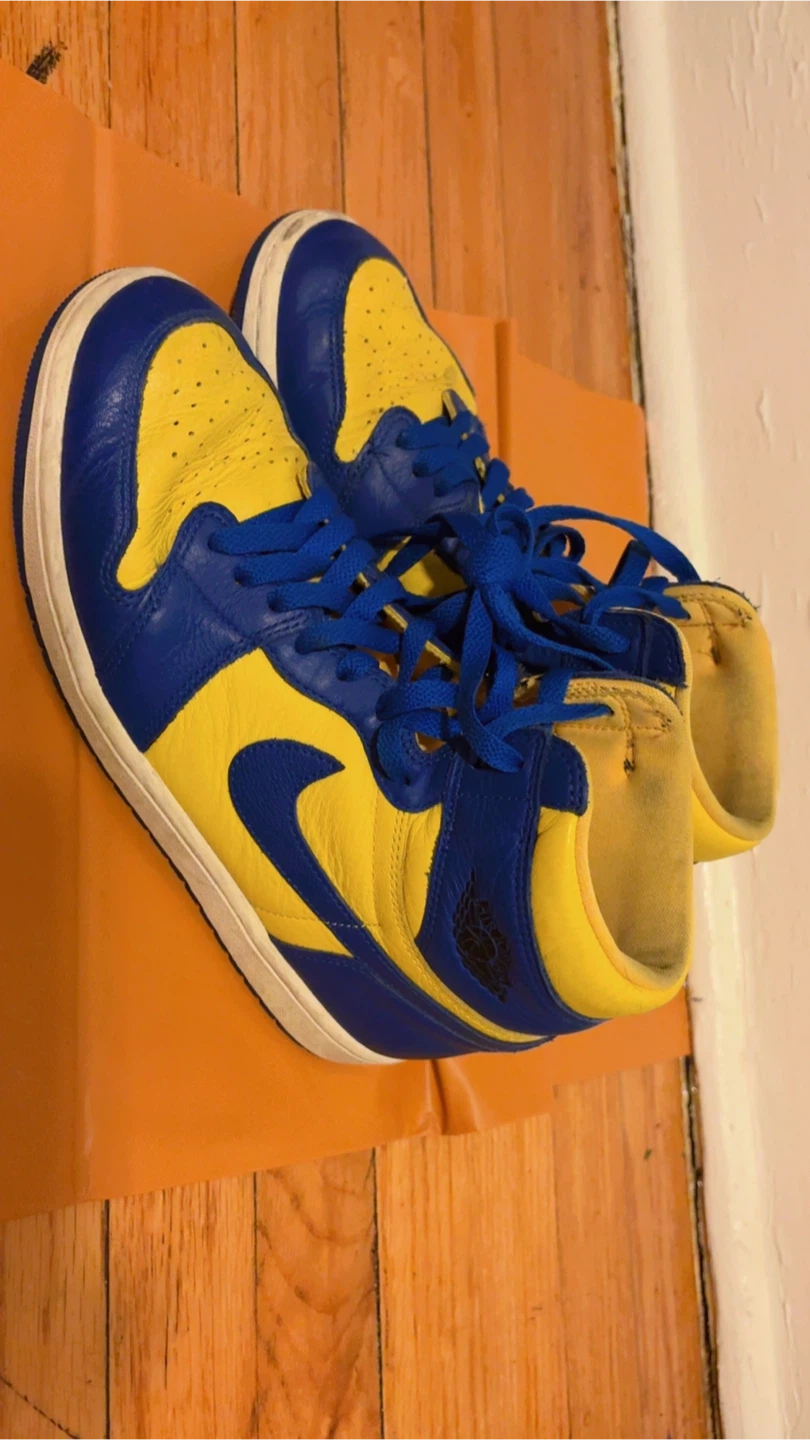 Nike Air Jordan 1 High Sneakers - Blue & Yellow - photo 2