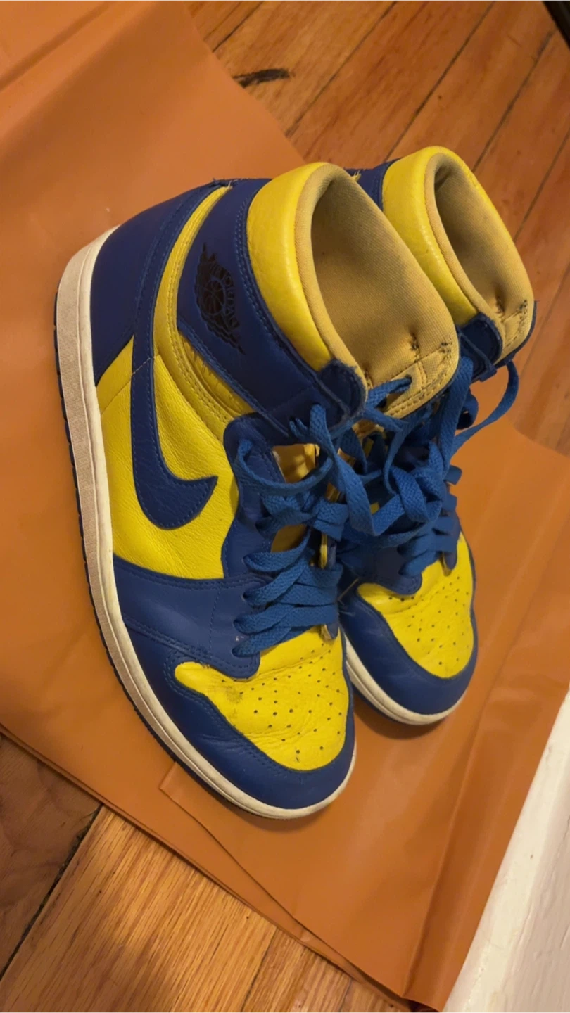 Nike Air Jordan 1 High Sneakers - Blue & Yellow - photo 3