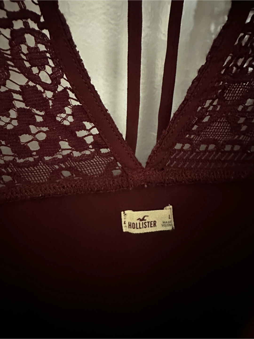 Hollister Burgundy Lace Long Sleeve Top - Size L - photo 2