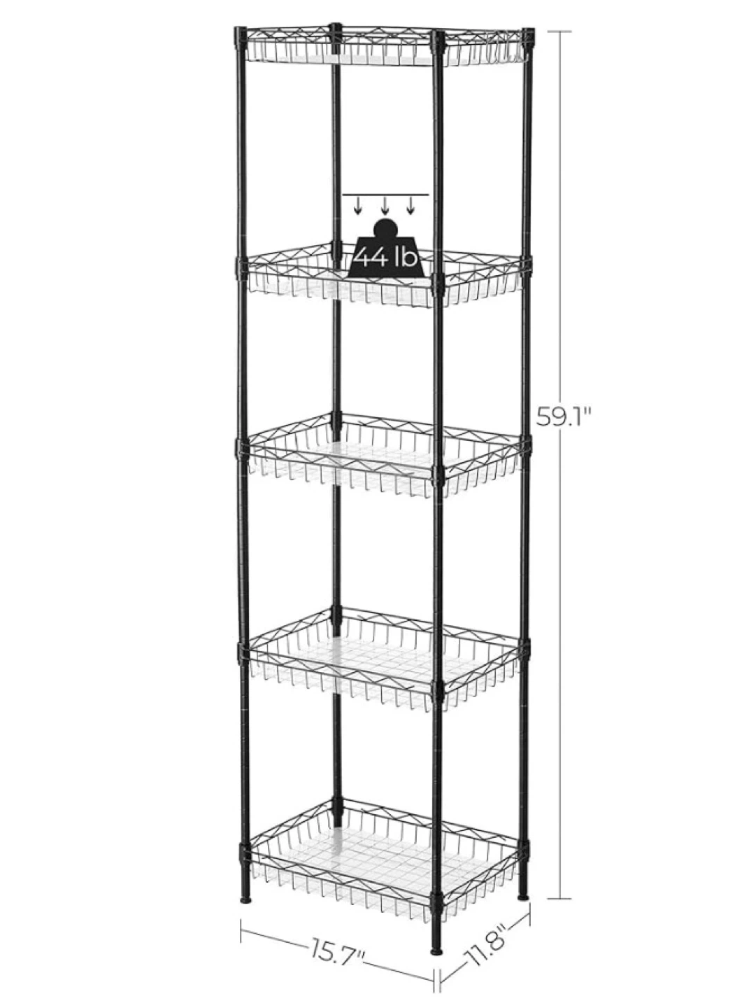 5-Tier Black Wire Corner Shelf Unit - photo 3